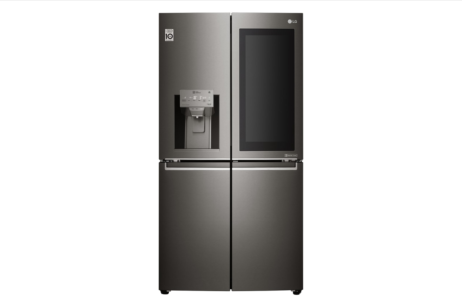 Front view of 708L French Door Fridge, with InstaView Door-in-Door®, in Black Stainless Steel GF-V708BSL
